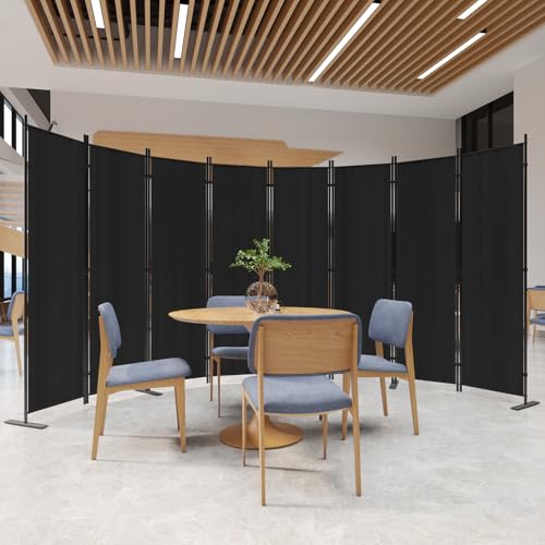 C-Hopetree 8 Panels Room Divider, 6 Ft Tall Indoor Folding Privacy Screen, Portable Partition Separator, Freestanding Separation Temporary Wall for Office, Bedroom, 160" W X 71" H, Black - size: 8-Panel