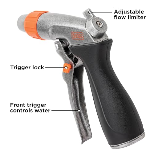 Black + Decker® Adjustable Front Trigger Nozzle – Heavy-Duty, Precision-Control Garden Hose Sprayer BD59380