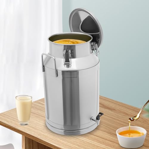Stainless Steel Milk Can, 40 Liter Seamless Milk Jug Wine Pail Bucket with Spigot 10.57 Gallon Anti-Leak Liquid Storage Container Milk Pail with Sealed Lid for Milk and Wine (40L with Spigot) - size: 40L with Spigot