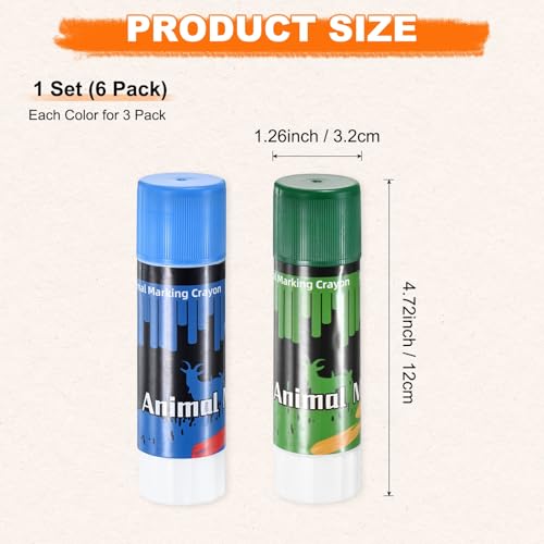 M METERXITY 6-Pack Livestock Marker, 11.6 Cm/4.6 Inches Large Animal Crayons for Pig/Cattle/Cow/Sheep Supplies, Farming Livestock Marking Crayons [Blue/Green] - color: Blue/Green