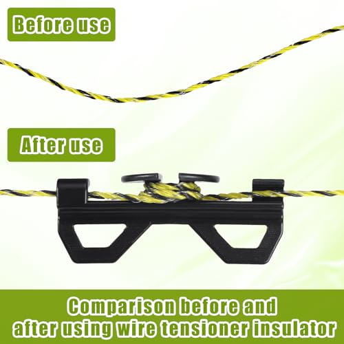 CroBlissful 12 Pcs Electric Fence Tightener Wire Tensioner, Electric Fence Poly Wire Tensioner Plastic Cord Tensioners, Portable Tightener for Inline Fixing, Black