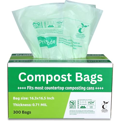 Compost Bags, Compostable Trash Bags 2.6 Gallon Compostable Bags Small 300 Count Compost Bags for Countertop bin Extra Thick 0.71 Mil. ASTM D6400 Certified By BPI and TÜV AUSTRIA 2.6 Gallon, 300 Units - size: 300 Count (Pack of 1), style: 2.6 Gallon
