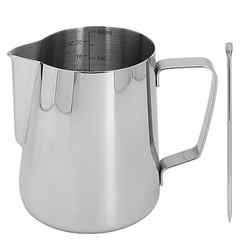 304 Stainless Steel Milk Frothing Pitcher Silky Latte Art Perfect Cappuccinos Measuring Cup for Baristas (600ML) - size: 600ML