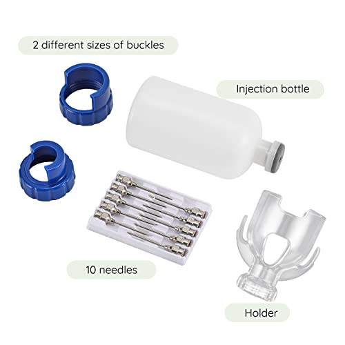 NEWTRY 5ml Livestock Syringe Adjustable Continuous Syringe with 10 Needles | Semi Automatic Syringe Adjustable Poultry Gun Stainless Steel with 10 Needles for Horse Sheep Cattle