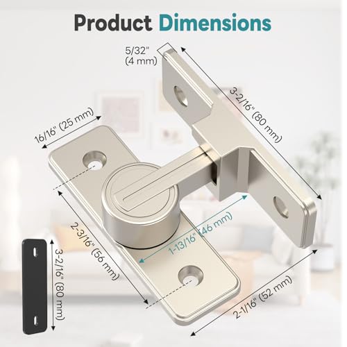 90° Heavy Duty Zinc Alloy Barn Door Lock Nickel 2 Pack | Security Sliding Door Latch for Barn, Garden, Bathroom, Fence, Shed，With Screws & Washers - color: Nickel-2 Pcs