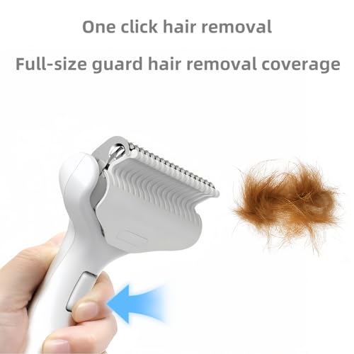 Undercoat Rake for Dogs & Cats, 3-in-1 Skin-Friendly Pet Fur Brush with One-Click Self-Clean Button, Deshedding Dog Brush for Long haired Pets, Cat Comb Removes Matted Fur & Loose Hair - color: White