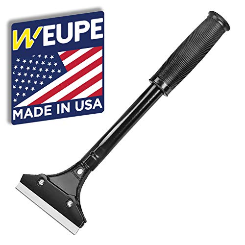 Razor Blade Scraper, 4-inch Heavy Duty Long-Handle Scraper for Wallpaper, Paint, Floor, Tile and Windows, Rubber Grip, Made in USA