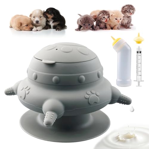 Pet Nursing Kit, Puppy Milk Feeder Bottle, Silicone Feeding Nipple for All Breed of Puppy, Kittens and Other Animals (Grey) - color: Grey