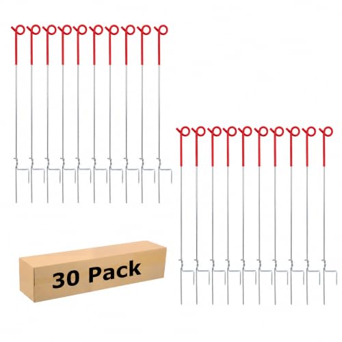 41 Inches Pig Tail Electric Fence Post, 30 Pack Stainless Steel Step in Fence Post, Electric Fencing Post for Garden and Livestock, Red - color: Red