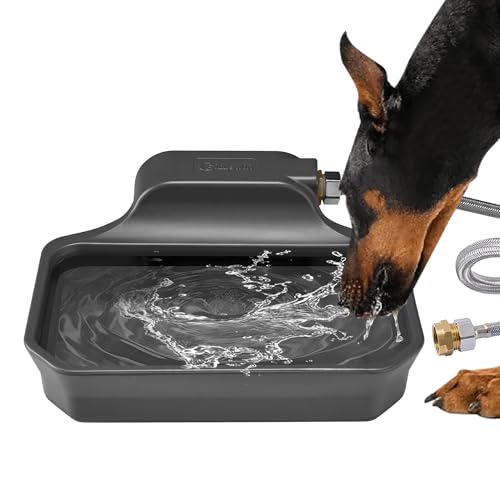 PETIMI Automatic Dog Water Dispenser, 1 Gallon Auto-Fill Dog Water Bowl Dispenser for Indoor/Outdoor, Large Water Feeder for Pets & Livestock, Fits GHT 3/4" Faucet, BPA Free, Easy to Clean, Gray - color: Gray