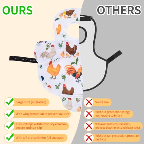 Chicken Saddles for Hens, Chicken Apron Hen Saddle with Adjustable Strap, Extended Shoulder Wing & Tail Coverage Protection Anti-Pecking Poultry Back Protector for Feather Recovery(White) - color: White