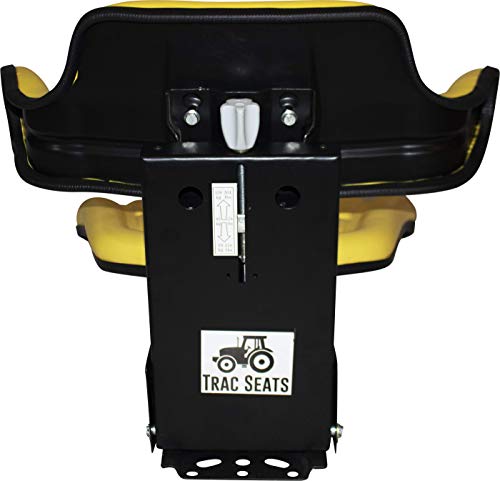 TRAC SEATS YELLOW WAFFLE STYLE UNIVERSAL TRACTOR SUSPENSION SEAT WITH TILT FITS JOHN DEERE 2140 2150 2155 2240 2255 5310 5400 6110