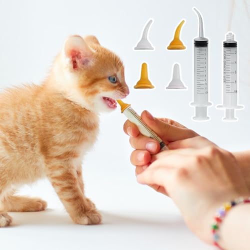 Pet Feeding Syringe with Nipple, Silicone Feeding Tools for Kitten Puppy Feeding Syringe for Newborn Cat Dog Small Animals Rabbits (10ml+12ml) - color: 10ml+12ml