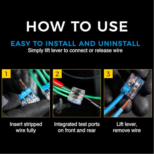 Ideal Electrical in-Sure 12 AWG Lever Connector Kit, 90 pc | Wiring connectors kit 2-, 3-, 5-port levercConnectors, locking wire connectors with durable hard case - size: 90 pc 12 AWG
