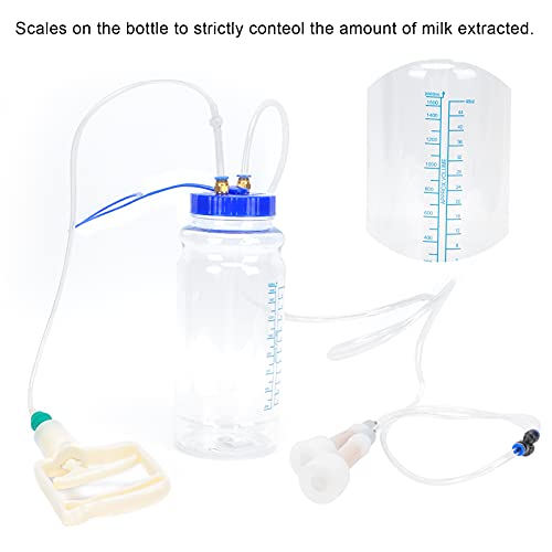 Portable Manual Goat Milking Machine with Vacuum Pressure Pump, Food Grade Plastic Bottle, PU Tubing, Fit Milk Liner, to, for Household Use, 2L Capacity (Double Sided) - size: Double Sided