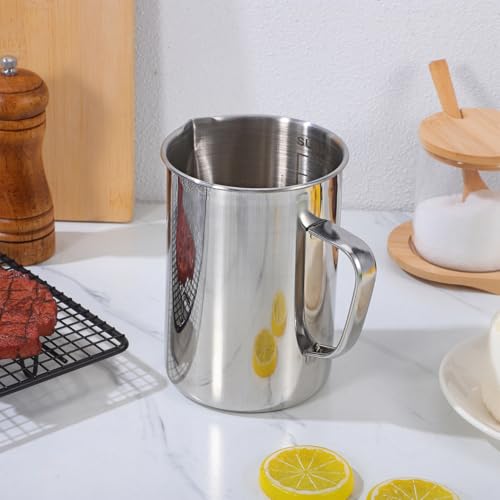 Veemoon Stainless Steel Measuring Cup with Scale 1000 Ml/32.00 Oz Laboratory Beaker Graduated Kitchen Cup for Liquid and Solid Ingredients Easy-Read Markings for Home Lab Science Experiments