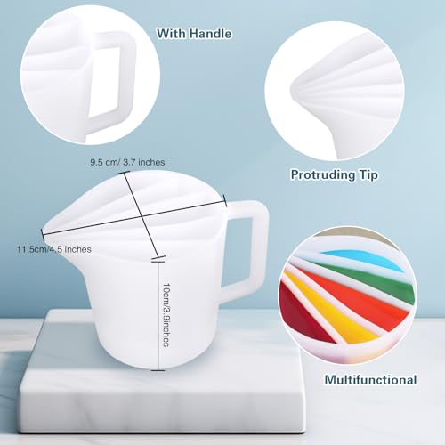 Kunyeah Split Cup with Handle 17OZ/500ML Silicone Cup for Paint Pouring Fluid Art Split Cup Acrylic Paint Pour Cup DIY Making Crafts Supplies Epoxy Resin Art Drawing Accessories (5 Chambers) - size: 5 Chambers
