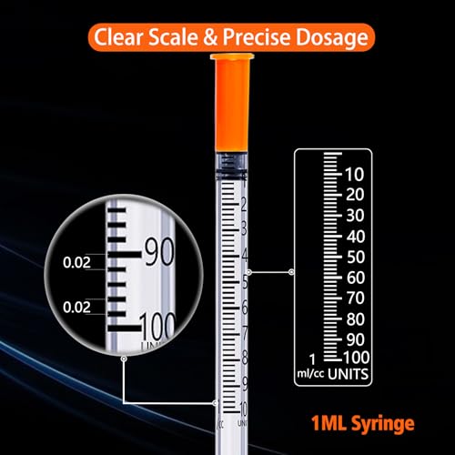 1ML Syringe, Lab Supplies Syringes 31G 1/4 Inch, Individually Wrapped, Pack of 100 - size: 1ml-31G-1/4", style: 100 Pack