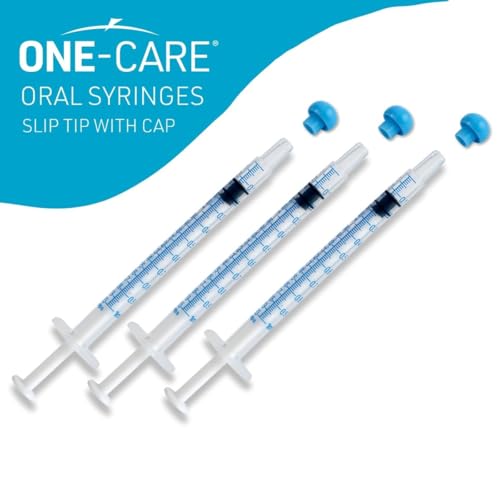 ONE-CARE 1ml Oral Syringe w/Cap, Slip Tip Liquid Dispensers, 100/Box | Precise Dosing, Infants-Oral Feed, Accurate Graduation, Individually Wrapped, Food-Grade Plastic, Adult & Pet - size: 1ml
