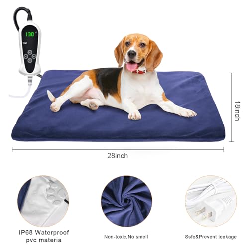 RIOGOO Pet Heating Pad, Electric Heating Pad for Dogs and Cats Indoor Warming Mat with Auto Power Off (X-Large:28" x 18") - size: X-Large