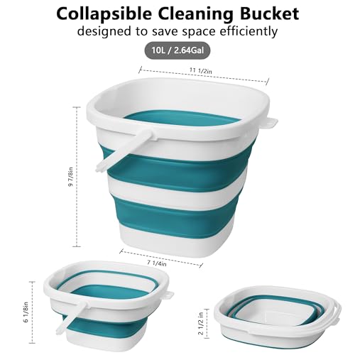 Collapsible Bucket, 2.6 Gallon 10L Mop Bucket for Cleaning, Car Washing, Portable Plastic Tub for Camping, RV, Beach, Fishing, Garden, Indoor and Outdoor Space Saving Wash Basin Ice Buckets - color: Teal Blue, size: 10L