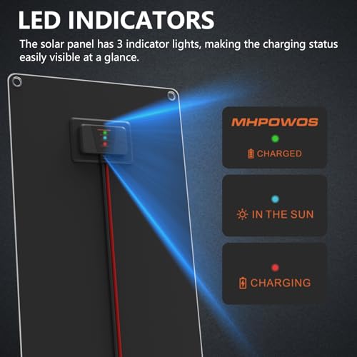 50Watt 12V Solar Car Battery Trickle Charger & Maintainer | Portable Waterproof Solar Panel Kit Fits 12V Batteries for Boats, Marine, RVs, Automotive, Trailer with Alligator Clip - size: 50W Solar Panel
