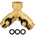 SIGURANTA Heavy-Duty Brass 2-Way High-Flow Garden Hose Splitter, Outdoor Faucet Y-Valve Diverter Connector with Butterfly Handle, Full-Flow Water Hose Adapter (Valve butterfly handle - 1-piece) - color: Valve butterfly handle - 1-piece