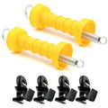 Electric Fence Spring Gate Handle Set, Yellow (MB2Pcs+4B) | With Insulators, With Anchor - style: MB2Pcs+4B