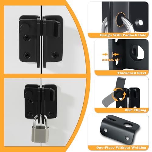 Alise Black Flip Latch Gate Latch,Shed Door Latch Barn Door Lock,L-Size | Stainless Steel Door Lock Latches for Shed Barn Wooden Fence Chicken Dog Cage Window Cabinet Backyard Garage - color: Matte Black, size: Large Size (SS)