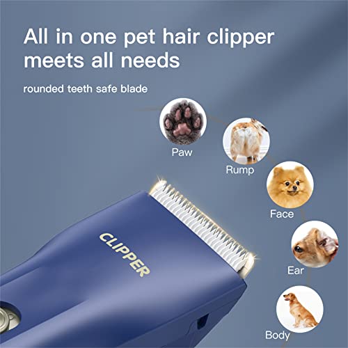 Dog Cat Home Hair Waterproof Clipper Wireless Dog Trimmer for Grooming,Blue,TS006 - color: Ts006-blue