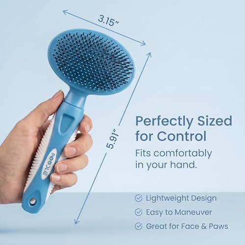 Round Bristle Pet Brush for Dogs and Cats - Soft Dog Brush for Grooming Short or Long Hair - Gentle Tool for Sensitive Skin Removes Dander, Dirt, and Detangles (Blue) - color: Blue
