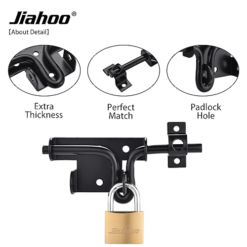 Door Lock Gate Latch, Heavy Duty Slide Bolt Door Lock with Brass Padlock | Sliding Bolt Latch Hardware kit, For Wooden Fence, Shed Door, PVC Fence, Barn Door - style: Slide Bolt Latch & Padlock