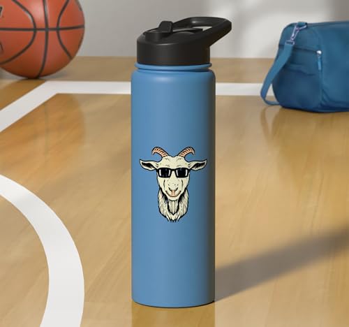 Goat Face Sunglasses Cool Farm Animal Men Boys Kids Women Stainless Steel Insulated Water Bottle - color: Light Blue
