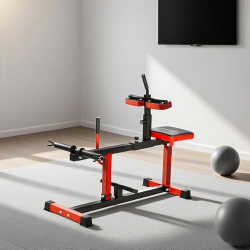 Soozier Seated Calf Raise Machine for Home Gym Waist Arm Training | Adjustable Calf Machine Leg Extension - color: Red