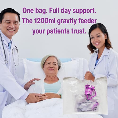 2 Pack Enteral Feeding Gravity Bag Sets, 1200ML Capacity, Large Bore with Tubing, Disposable Enteral Nutrition Bags