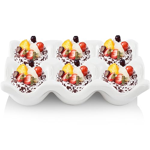 DEAYOU 4 Pack 24 Cups Egg Tray Holders, Porcelain Egg Container for Countertop Fridge, Ceramic Eggs Keeper Storage Organizer, Tiny Egg Dispenser Serving Dish Serveware for Display, Kitchen, White