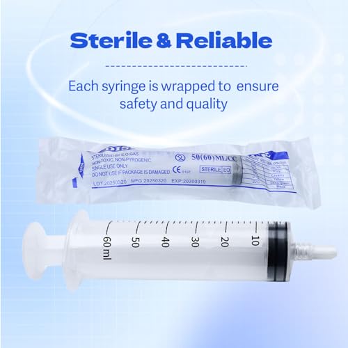 60ml Syringes Without Needles, 60cc Luer Lock Syringe - Disposable Individually Wrapped(30 Pack) - size: 60ml