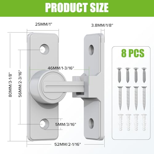Barn Door Lock Hardware, 90 Degree Flip Latch Privacy Lock, White | Heavy Duty Zinc Alloy Sliding Barn Door Latch for Bathroom, Bedroom, Closet, Garage, Shed and Gate - color: White-1PC