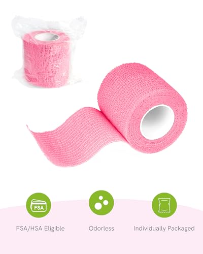 FriCARE Self Adhesive Bandage Wrap, Medical Tape in First Aid Kit | Elastic Cohesive Bandages for Sports/Vet/Wrist Ankle Wounds, 2 Inches X 5 Yards, Latex-free 6 Rolls, Sugar Bloom - color: Sugar Bloom