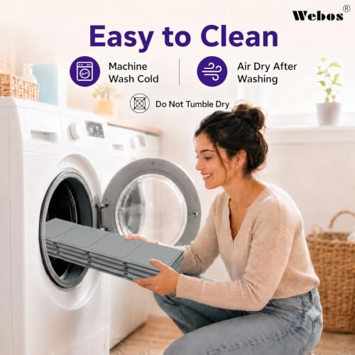 Webos Silicone Bath Mat with Suction Cups – Non-Slip Foldable Bathtub & Shower Mat, Durable & Quick-Dry Safety Tub Mat with Large Drain Holes for Families 28"x 14" Grey - color: Grey, size: 28" x 14" (Rectangular)