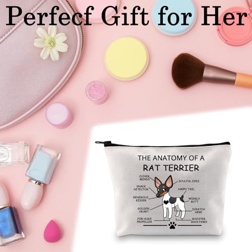 LEVLO Funny Terrier Lovers Gifts The Anatomy of A Rat Terrier Cosmetic Bags Veterinary Mom Travel Toiletry Bags (Rat Terrier) - color: Rat Terrier