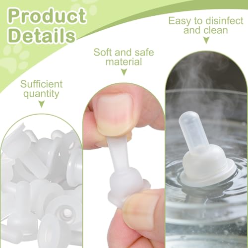 STOBOK Pet Nurser Nipples Silicone Replacement Pacifiers for Pet Food Bottles Artificial Feeding Supplies for Rabbits Chinchillas and Newborn Small Animals Soft Flexible Teats 0.98 X 0.62 in