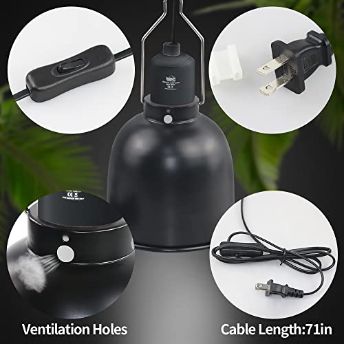 LUCKY HERP Aluminum 5.5inch Deep Dome Reptile Light Fixture, Reptile Heat Lamp Fixture for UVB Bulb Basking Heat Bulb - color: Deep Dome Reptile Light Fixture, size: 5.5 inch Non-Adjustable
