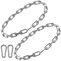 Gate Chain Lock, 23.6 Inch Chain Fence Gate Latch, Silver Dia 4mm-2Pcs | Outdoor Hardware Lock Chain with Carabiner for Yards, Pet Cages, Horse Goat Dog Stall Barn and Fence Gates - color: Silver Dia 4mm-2Pcs