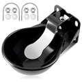 1 Pcs 2.5 L/ 0.66 Gal Automatic Livestock Waterer, Heavy Cast Iron Push-Paddle Water Trough, Black Stainless Steel Livestock Water Bowl for Horse Cattle Goat Pig 11.8 x 9.06 x 3.94 Inch