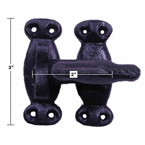 Renovators Supply Manufacturing Door Latch 2 in. Black Wrought Iron Latch Latch Lock for Cabinets/Windows with Mounting Hardware Pack of 2 - size: Pack of 2