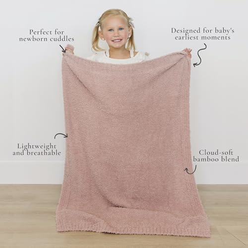 Saranoni Bamboni Luxury Baby Blanket | Cozy & Soft Plush Receiving Blankets | Perfect for Girls & Infant Baby Boy Blankets | Pink - 30” x 40" | Luxury Bamboni baby blanket with plush softness and cozy comfort, designed for infant boys and girls during eve