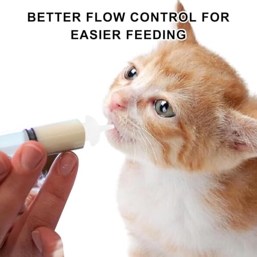 Pet Feeding Syringe with Silicone Nipples | Kitten Syringe for Feeding Newborn Kittens, Puppies, Rabbits and Small Animals (5ml+10ml +10 Silicone Nipples) - color: White