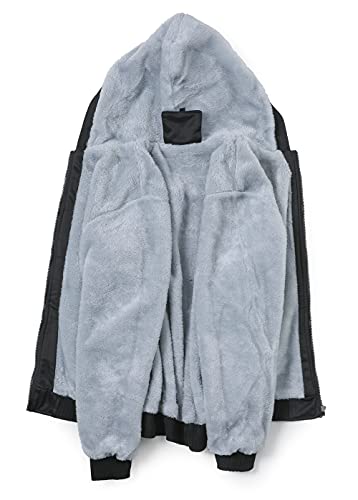 JiangWu Womens Fashion Horn Button Fleece Thicken Coat with Hood Winter Warm Jacket - color: A-black, size: Medium