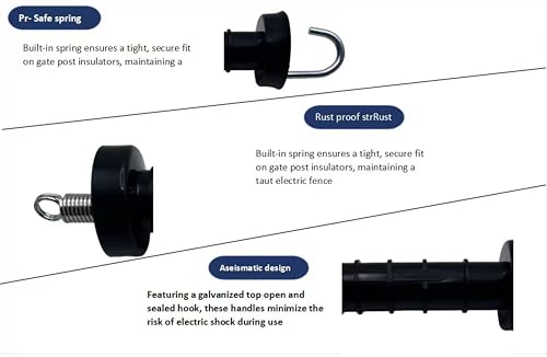 6-Piece Plastic Electric Fence Gate Handle Insulators, Gate Connectors, Electric Fence Wire Handles, Heavy-Duty Electric Fence Insulators with Spring-Loaded Gate Handles